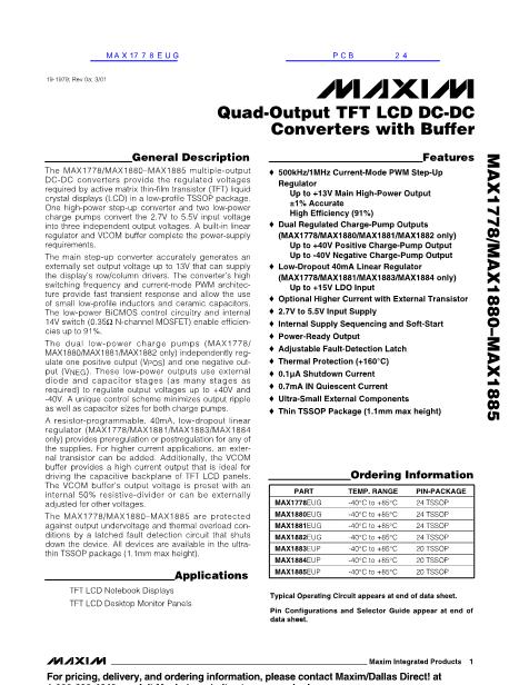 MAX1778EUG数据手册封面