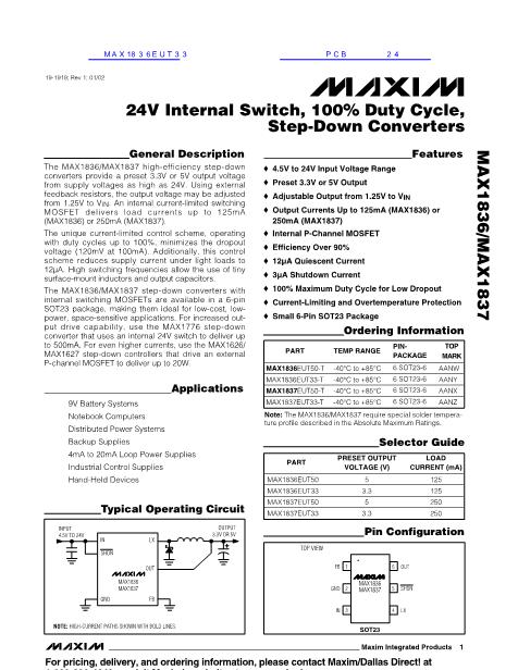 MAX1836EUT33数据手册封面