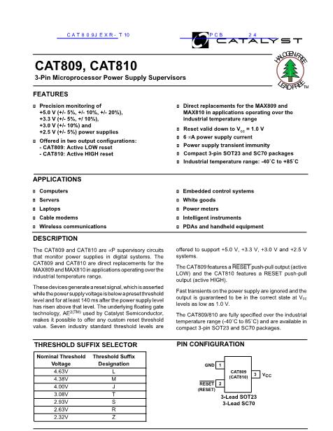 CAT809JEXR-T数据手册封面