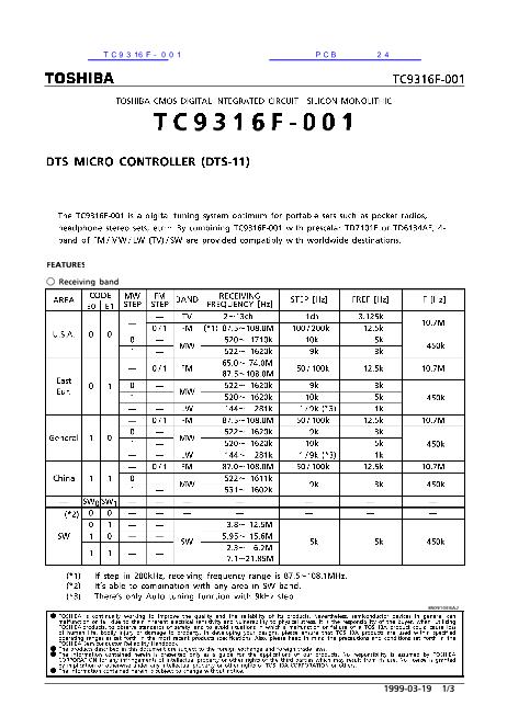 TC9316F-001数据手册封面