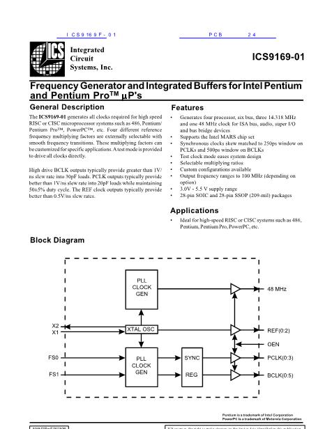 ICS9169F-01数据手册封面