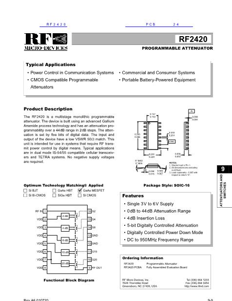 RF2420数据手册封面