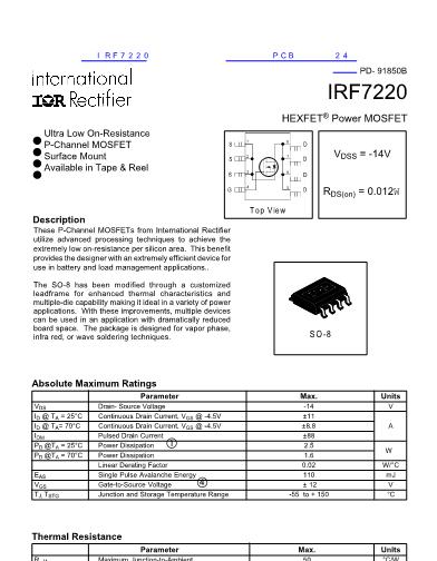 IRF7220数据手册封面