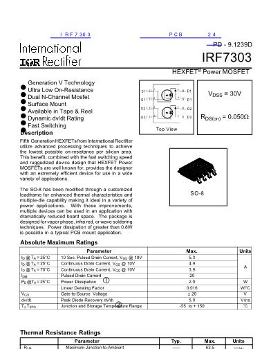IRF7303数据手册封面