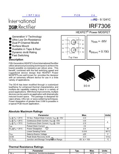 IRF7306数据手册封面