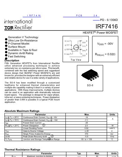 IRF7416数据手册封面