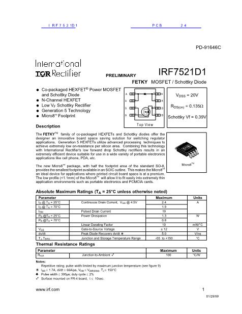 IRF7521D1数据手册封面
