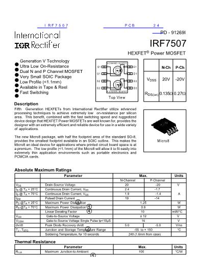 IRF7507数据手册封面