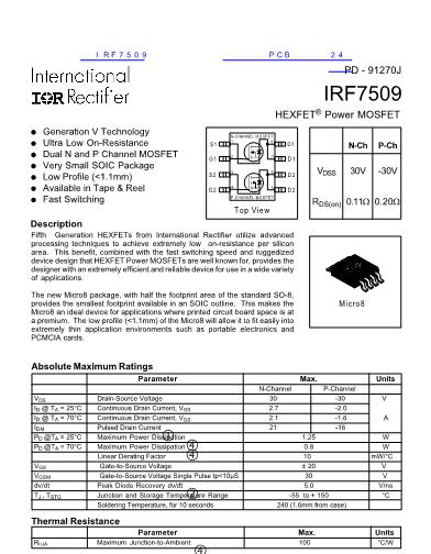 IRF7509数据手册封面