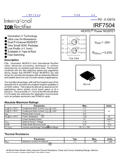 IRF7504数据手册封面