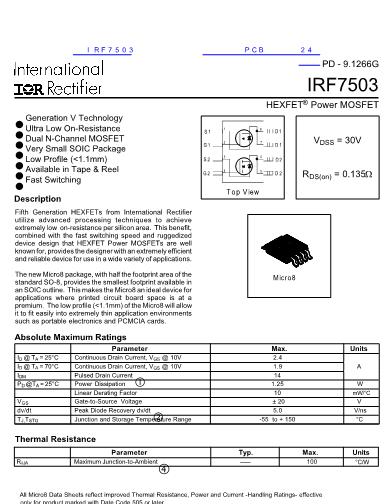 IRF7503数据手册封面