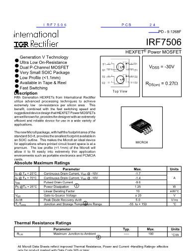 IRF7506数据手册封面