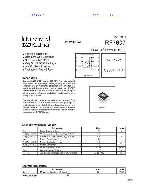 IRF7607数据手册封面