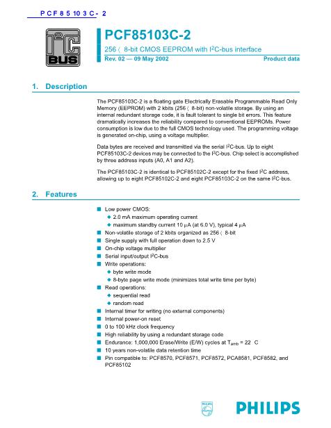 PCF85103C-2數(shù)據(jù)手冊封面