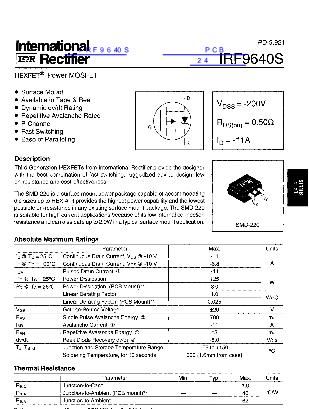 IRF9640S数据手册封面
