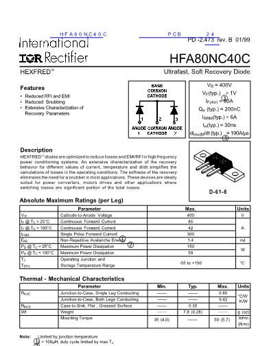 HFA80NC40C数据手册封面