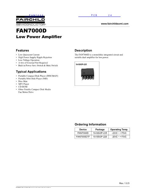 FAN7000数据手册封面
