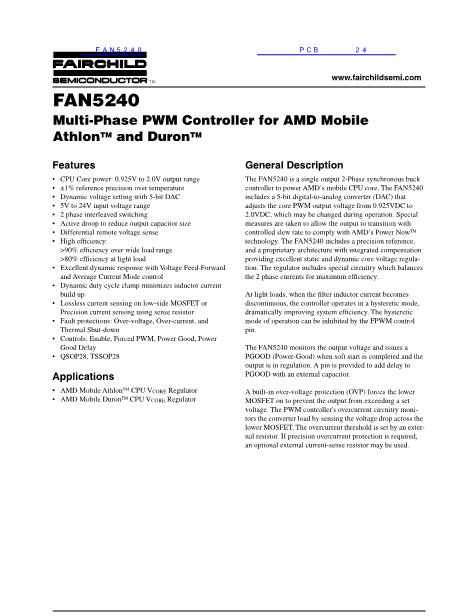 FAN5240数据手册封面