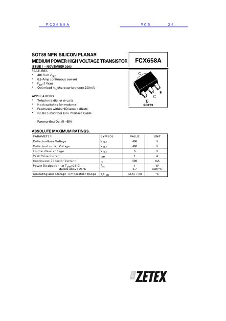 FCX658A数据手册封面