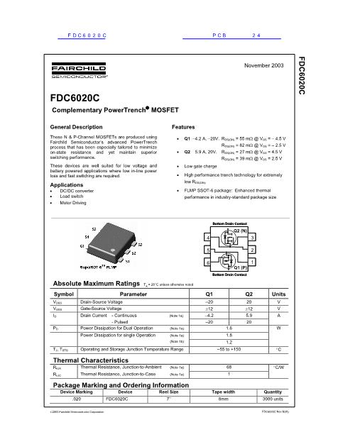 FDC6020C数据手册封面