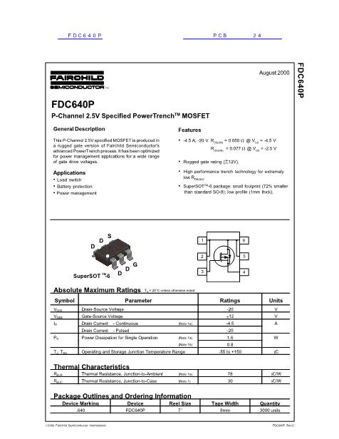 FDC640P数据手册封面