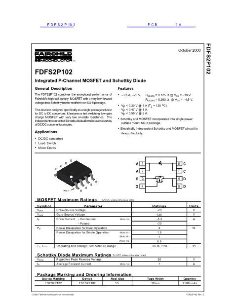 FDFS2P102数据手册封面