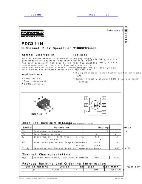 FDG311N数据手册封面