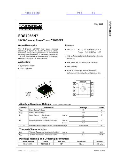 FDS7066N7數(shù)據(jù)手冊封面