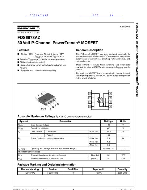FDS6673AZ数据手册封面
