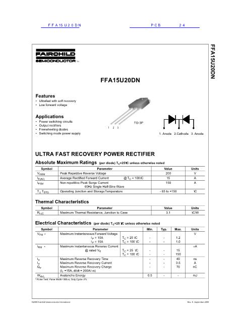FFA15U20DN数据手册封面