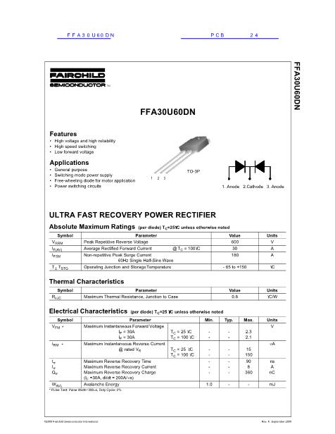 FFA30U60DN数据手册封面