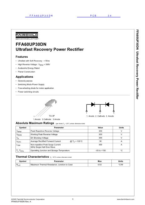 FFA60UP30DN數(shù)據(jù)手冊封面