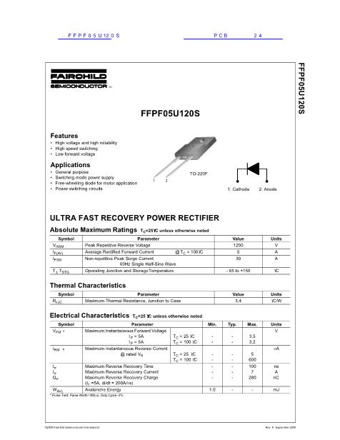 FFPF05U120S数据手册封面