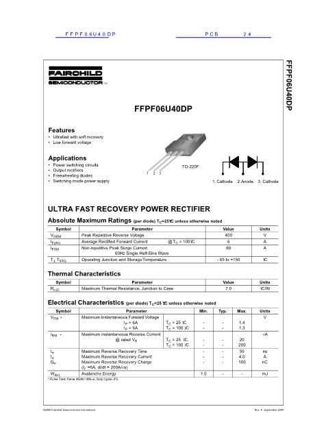 FFPF06U40DP数据手册封面
