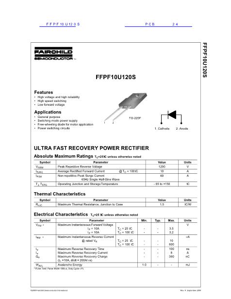 FFPF10U120S数据手册封面
