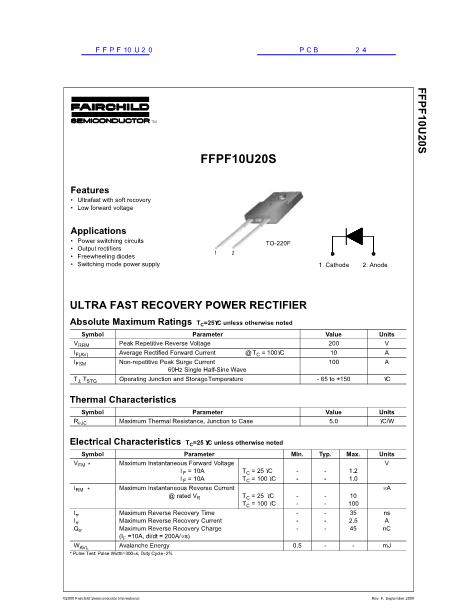 FFPF10U20数据手册封面