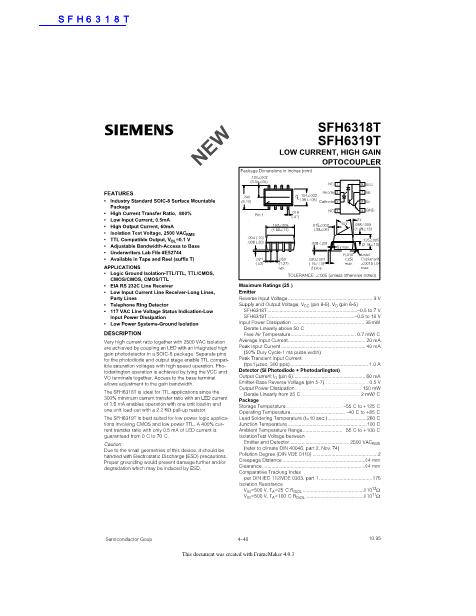 SFH6318T數(shù)據(jù)手冊封面