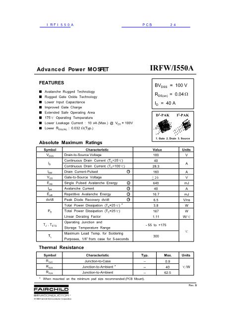 IRFI550A數(shù)據(jù)手冊(cè)封面
