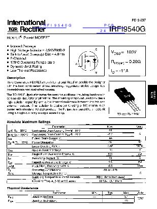 IRFI9540G数据手册封面
