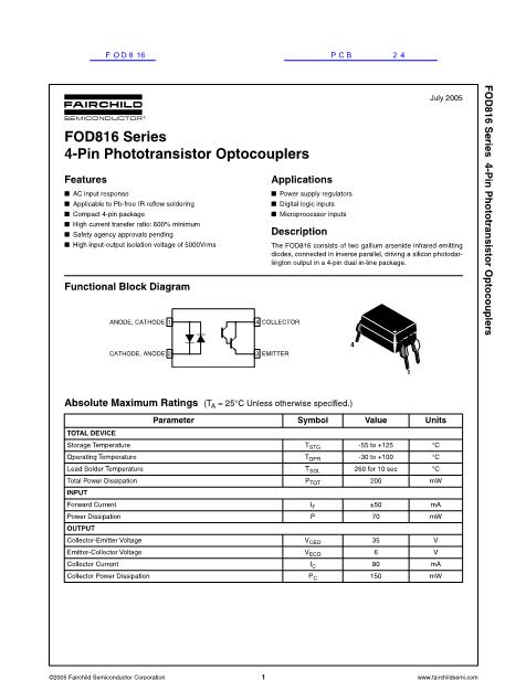 FOD816數(shù)據(jù)手冊(cè)封面