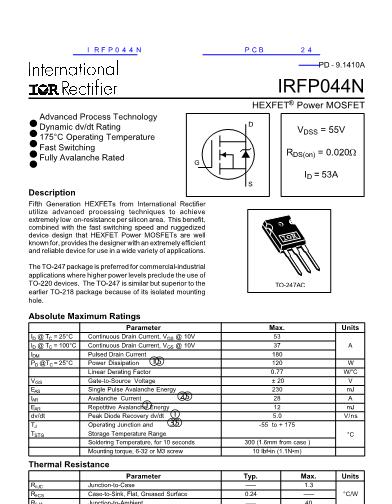 IRFP044N数据手册封面