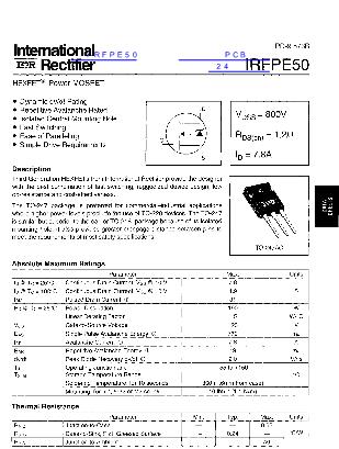 IRFPE50数据手册封面