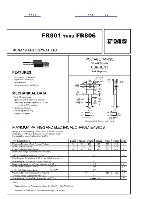 FR801数据手册封面