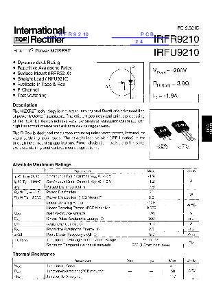 IRFR9210数据手册封面
