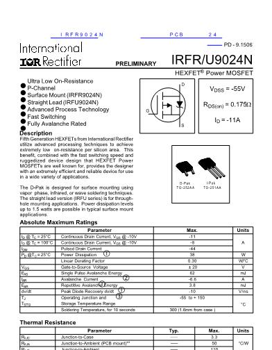 IRFR9024N数据手册封面