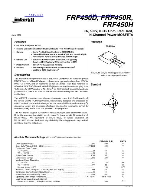 FRF450D數(shù)據(jù)手冊封面