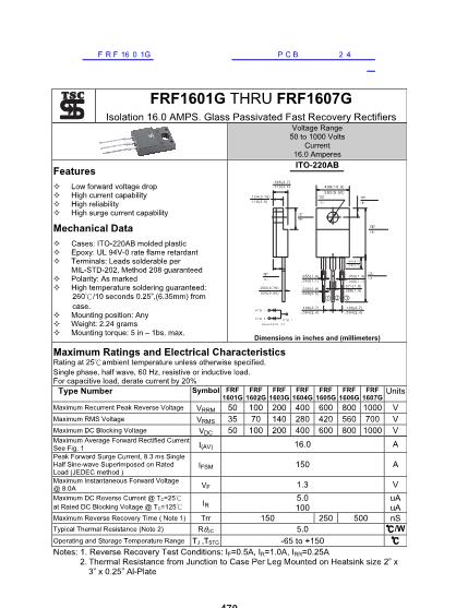 FRF1601G數(shù)據(jù)手冊封面