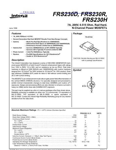 FRS230D数据手册封面