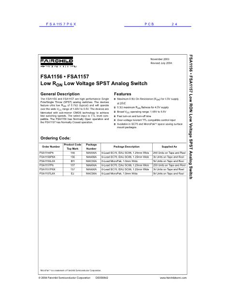FSA1156數(shù)據(jù)手冊(cè)封面