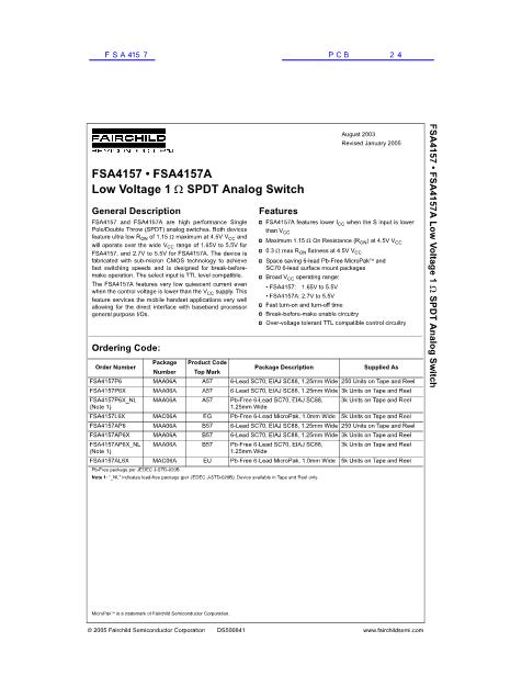 FSA4157數(shù)據(jù)手冊(cè)封面